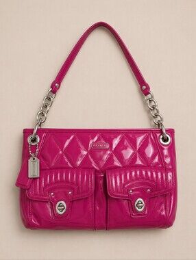 Coach Poppy Liquid Gloss 18678 Pink Patent Leather Crossbody Shoulder Bag Y2K